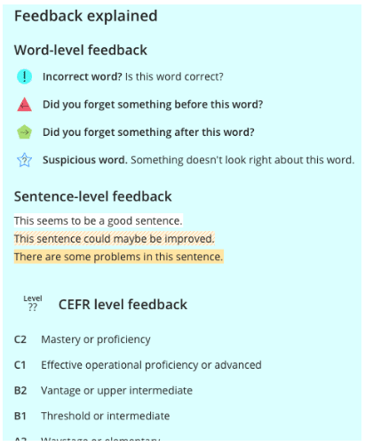 Write and Improve Feedback explained