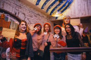 Atlas Language school students at a Halloween costume party in Dublin