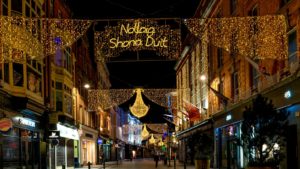 Christmas lights in Grafton street during festive season