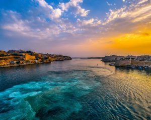 Malta landscape and sea during sunset