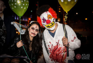 Atlas students attending Halloween costume party in Dublin