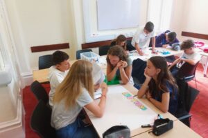 Classroom at Atlas Junior Chichester, featuring a bright and engaging environment with modern desks and educational materials for English lessons.