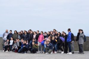 Group photo of students from Atlas Junior Clare on a trip to the Cliffs of Moher.