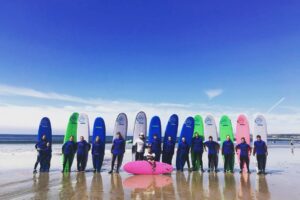 Surfing lessons as part of the Atlas Junior Clare summer programme.