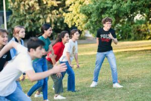 Students at the Atlas Junior Center playing outside.