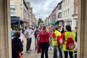 Students exploring Chichester town in the UK