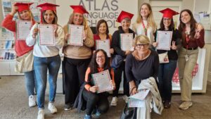 Group of Erasmus+ Teacher Training participants finishing their course and getting a certificate.