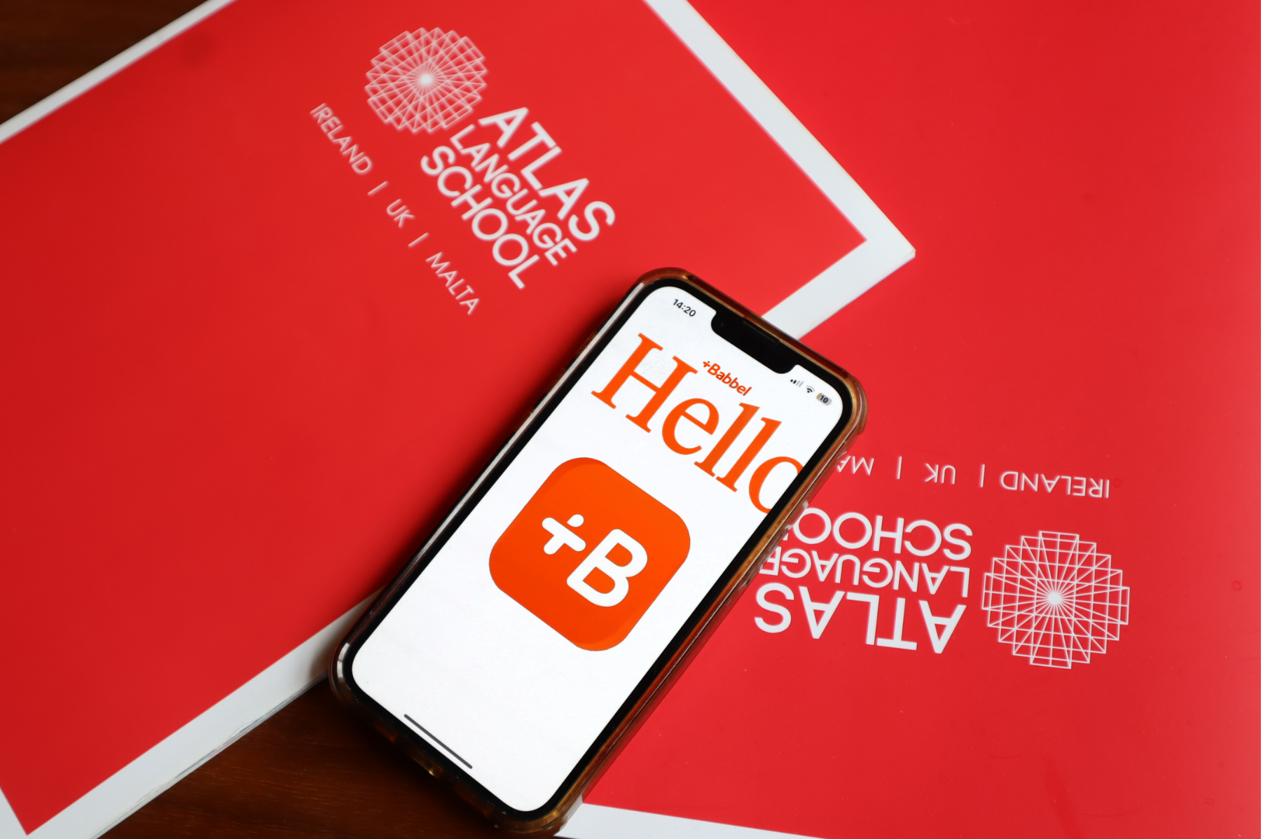 Atlas school magazine with the Babbel learning App used both to improve English.