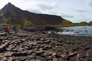 Hexagonal basalt columns at the Giant’s Causeway in Northern Ireland.