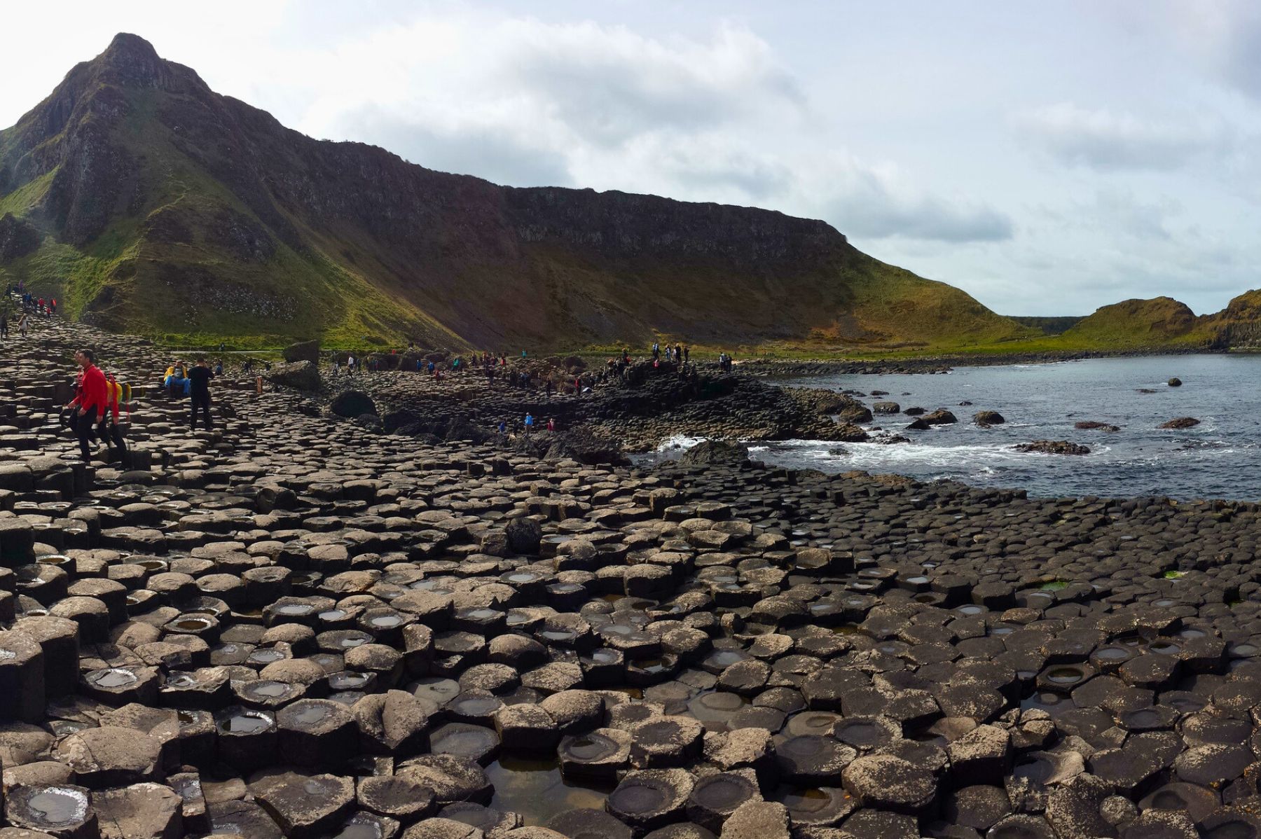 Hexagonal basalt columns at the Giant’s Causeway in Northern Ireland.