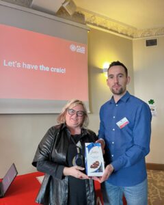 Giveaway winner receives a box of Butlers Irish Chocolates during the Erasmus+ event in Wroclaw, presented by Atlas Language School’s Paul Finnerty.